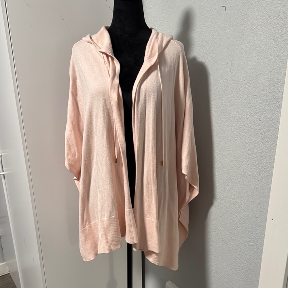 Chico's Light Blush Pink Hooded Open Front Cardigan